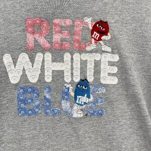M&M's Vintage Embroidered Red White Blue Candy Graphic Tee USA Made
